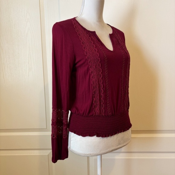 Anthropologie Meadow Rue Burgundy Hampshire Top Small - Picture 5 of 11
